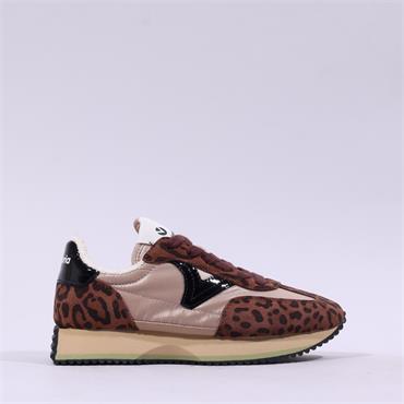 Victoria Cosmos Nylon Trainer - Mocha Leopard